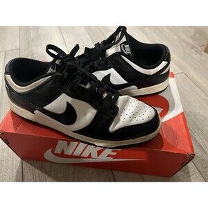 Used Size 8 Nike Dunk Low Panda w/ Box White Black sb michigan university og